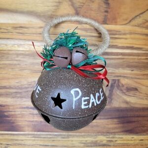 Rustic Christmas Peace Love Joy Door Knocker Holiday Ornament Bell